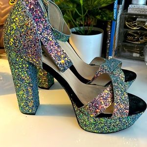 Glitter platform heels shoes